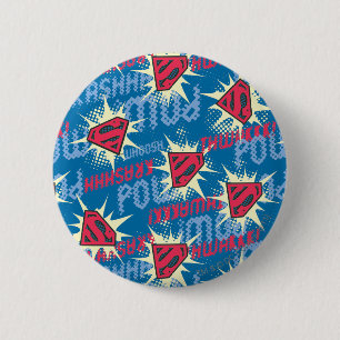 Bóton Redondo 5.08cm Padrão de logotipo do Super-Homem