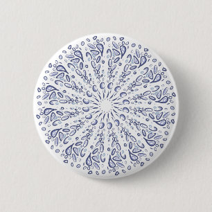 Bóton Redondo 5.08cm Padrão de mandala azul