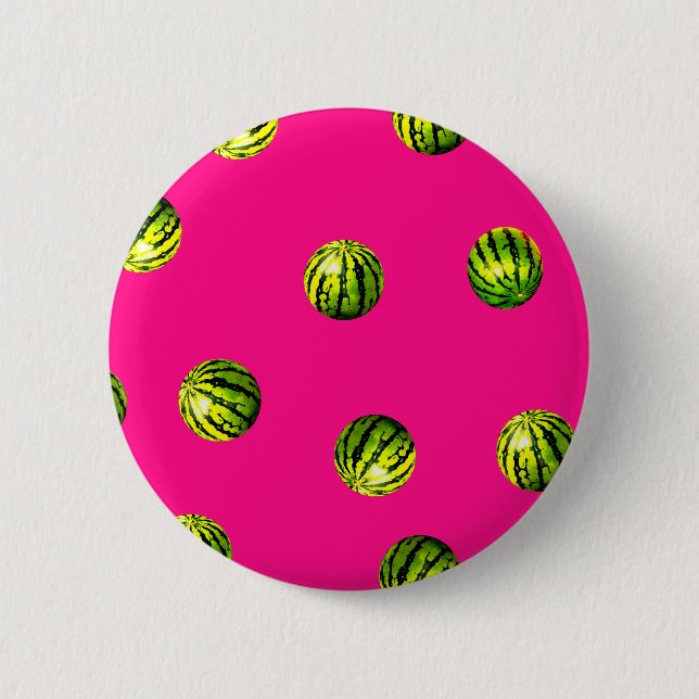 Bóton Redondo 5.08cm padrão de melancia rosa (Frente)