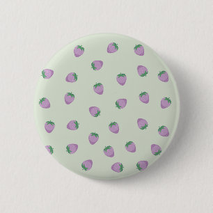 Bóton Redondo 5.08cm Padrão de Morango Roxo em Fundo Verde