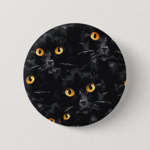 Bóton Redondo 5.08cm Padrão de Olhos de Gato Preto Místico