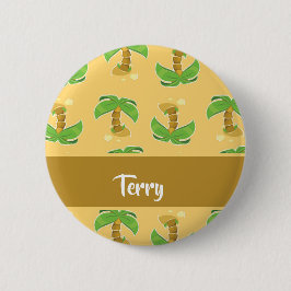 Bóton Redondo 5.08cm Padrão de palmeiras tropicais