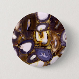 Bóton Redondo 5.08cm Padrão de pedra de Ágata Marrom Roxo Branco 