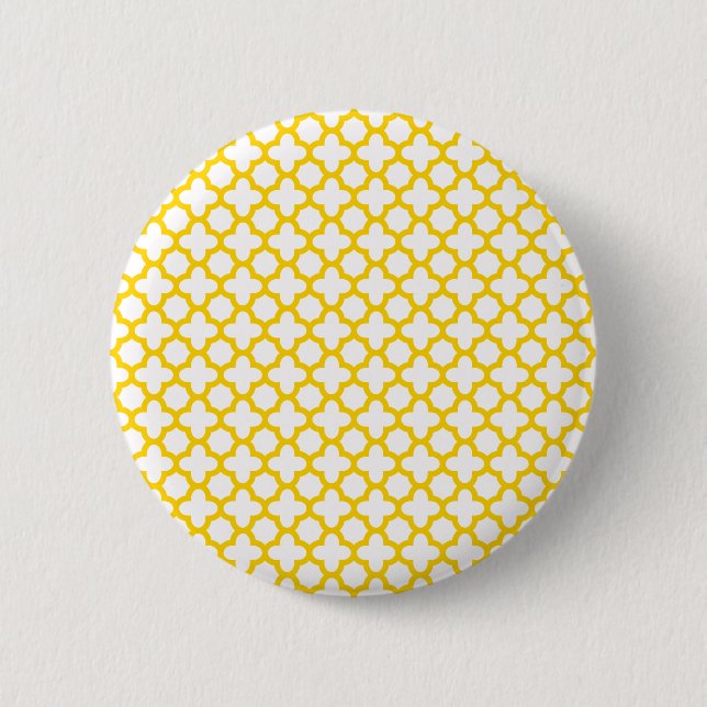 Bóton Redondo 5.08cm Padrão de Quatrefoil Amarelo (Frente)