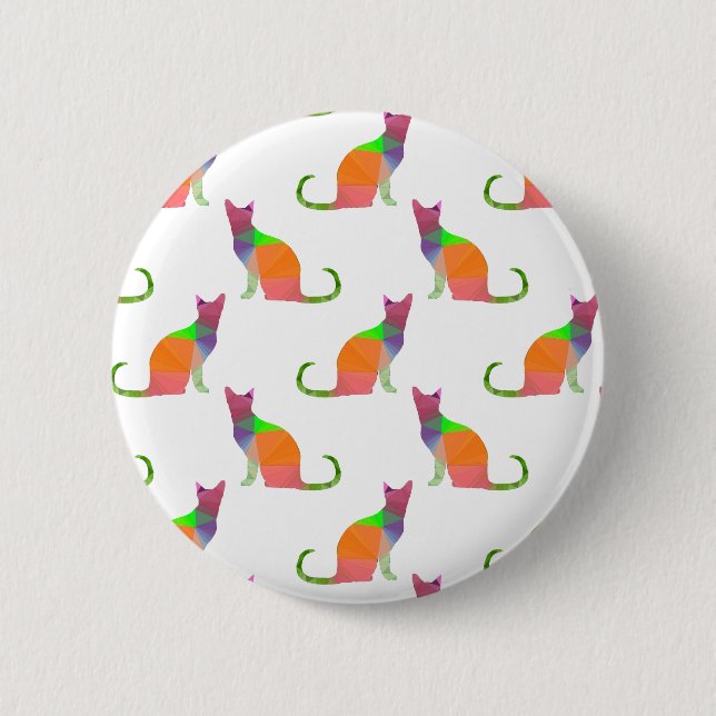 Bóton Redondo 5.08cm Padrão de Silhueta de Gato Poly Baixo (Frente)