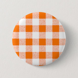 Bóton Redondo 5.08cm Padrão de Verificação de Gingham Laranja