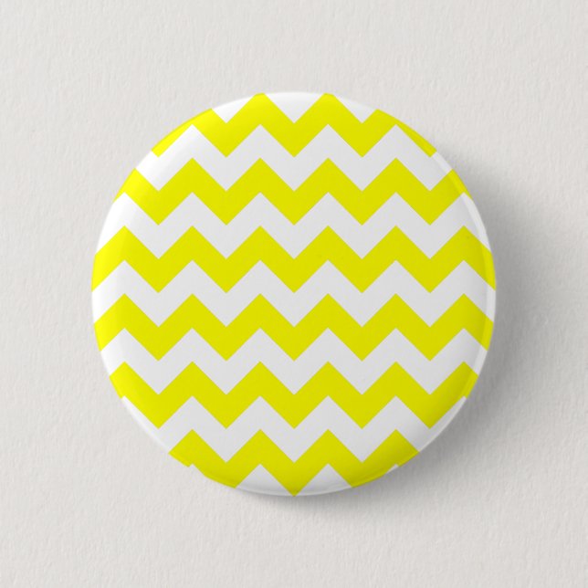 Bóton Redondo 5.08cm Padrão de Zigzag branco e amarelo (Frente)