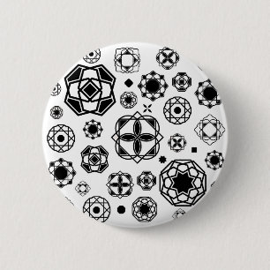 Bóton Redondo 5.08cm Padrão decorativo arabesco preto e branco fofo