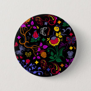 Bóton Redondo 5.08cm Padrão floral colorido bonito