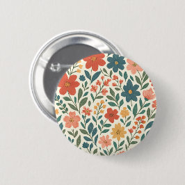 Bóton Redondo 5.08cm Padrão Floral Pintado à Mão – Botânica Colorida