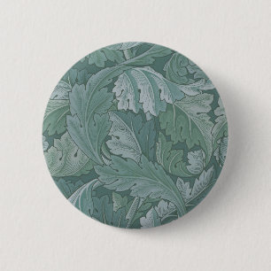 Bóton Redondo 5.08cm Padrão Folha de Acanto Azul Teal de William Morris
