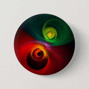 Bóton Redondo 5.08cm Padrão Moderno de Abstrato de Arte Yin Yang Verde