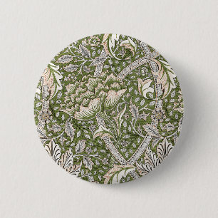 Bóton Redondo 5.08cm : Padrão Verde Windrush de William Morris: Vintage