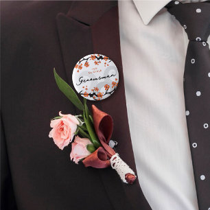 Bóton Redondo 5.08cm Padrinho Etiqueta de Nome de Casamento Flores Trop