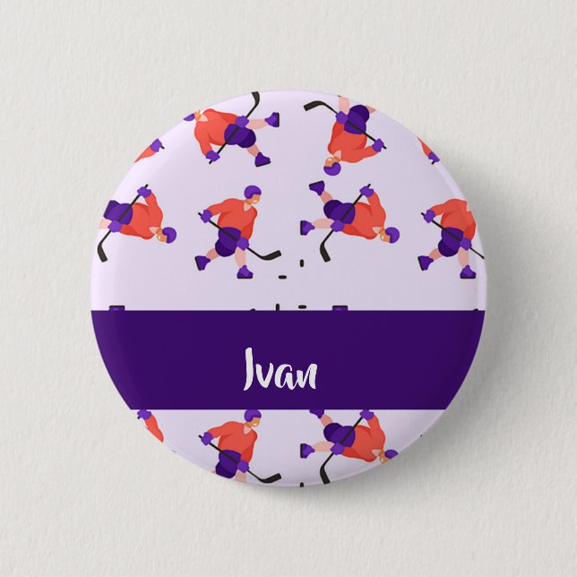 Bóton Redondo 5.08cm Padrões dos jogadores de hóquei no gelo (Frente)