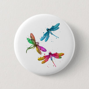 Bóton Redondo 5.08cm Padrões Gráficos Coloridos Dragonfly Funny Flying
