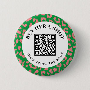 Bóton Redondo 5.08cm Pagamento QR de Festa de solteira-Leopardo Verde R