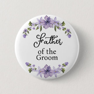 Bóton Redondo 5.08cm Pai do Noivo Floral Roxo Casamento