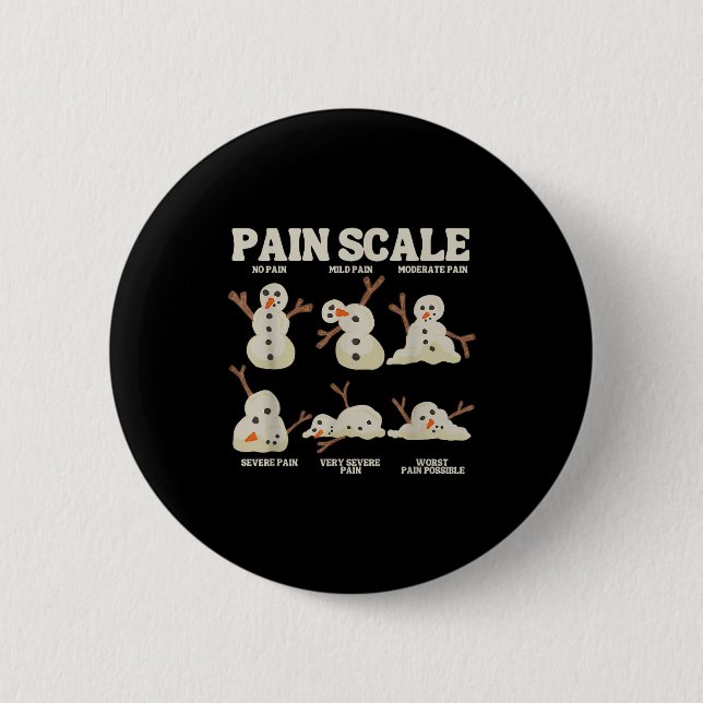 Bóton Redondo 5.08cm Pain Scale Snowman Nurse Christmas Xmas Snow Pajam (Frente)