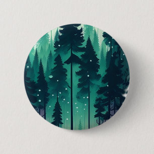 Bóton Redondo 5.08cm Paisagem da Floresta Pinha