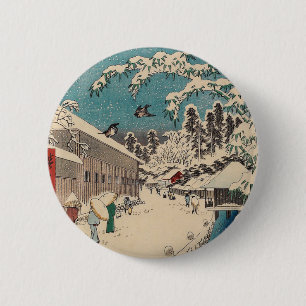 Bóton Redondo 5.08cm paisagem de inverno de Hiroshige japão ukiyo-e ant