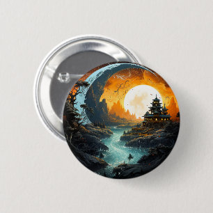 Bóton Redondo 5.08cm Palácio do Pagoda Rio Yin Yang Artes Marciais