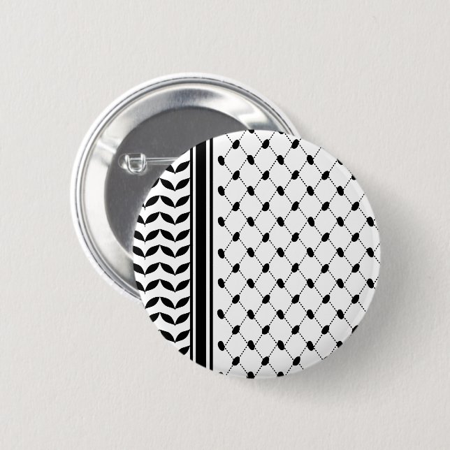 Bóton Redondo 5.08cm Palestine Keffiyeh Pattern Scarf (Frente & Verso)