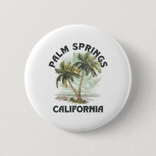 Bóton Redondo 5.08cm Palm Springs Califórnia Palmeiras Praia Vintage Pa