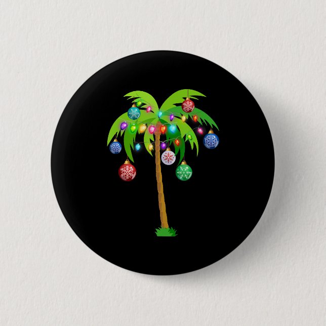 Bóton Redondo 5.08cm Palm Tree Christmas Luz Engraçada Praia Verão (Frente)