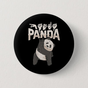 Bóton Redondo 5.08cm Panda Asl Gesto de Mão Surda Audição Perda Consciê