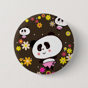 Bóton Redondo 5.08cm Panda Baby Kawaii Doodles dos anos 70 bonito por L
