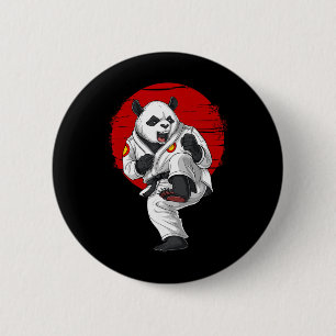 Bóton Redondo 5.08cm Panda Bear Karatê Kickboxing Muay Thai Arte Marcia