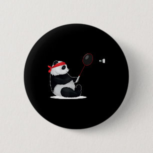 Bóton Redondo 5.08cm Panda de Badminton Engraçado Doce Esporte Humor Vo