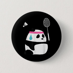 Bóton Redondo 5.08cm Panda de Badminton Esgotado - Ani de Peteca Engraç