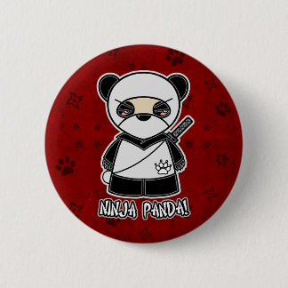 Bóton Redondo 5.08cm Panda de Ninja! No botão vermelho