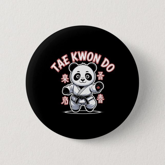 Bóton Redondo 5.08cm Panda de Taekwondo engraçado Tkd coreano (Frente)