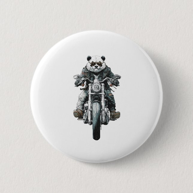 Bóton Redondo 5.08cm Panda Motoqueiro (Frente)