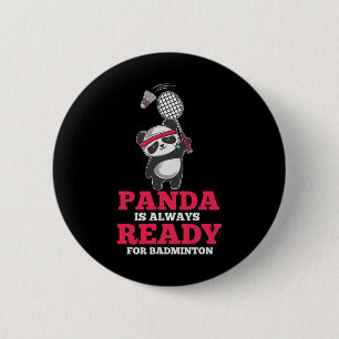 Bóton Redondo 5.08cm Panda Sempre Pronta Dminton Player Bear Animal Lov