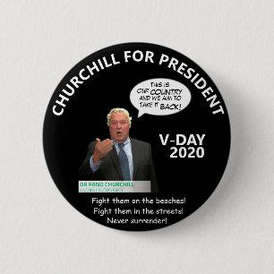 Bóton Redondo 5.08cm Pano Churchill para o Presidente 2020