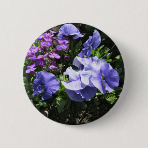 Bóton Redondo 5.08cm Pansies roxos tímidos