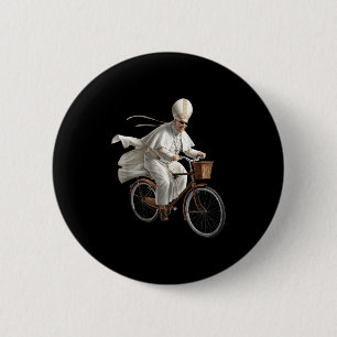 Bóton Redondo 5.08cm Papa andando de bicicleta Igreja Católica Bíblia E