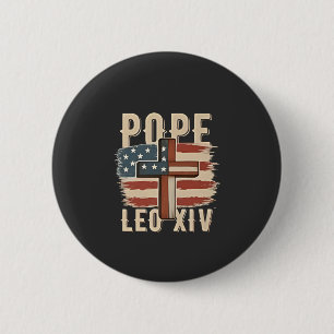 Bóton Redondo 5.08cm Papa Leão XIV Igreja Cristã Da Pope EUA Bandeira