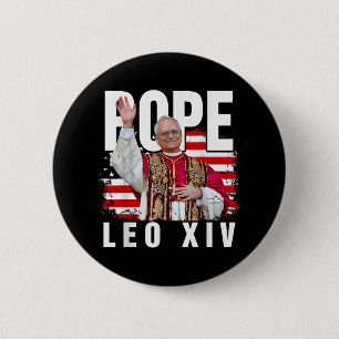 Bóton Redondo 5.08cm Papa Leo Xiv Novo Papa Primeiro Papa Pavilhão Amer