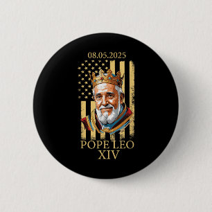 Bóton Redondo 5.08cm Papa Leo Xiv, Vaticano de bandeira americana Leo X