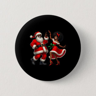 Bóton Redondo 5.08cm Papai Noel Africano Sra. Claus Dançando C Afro-Ame