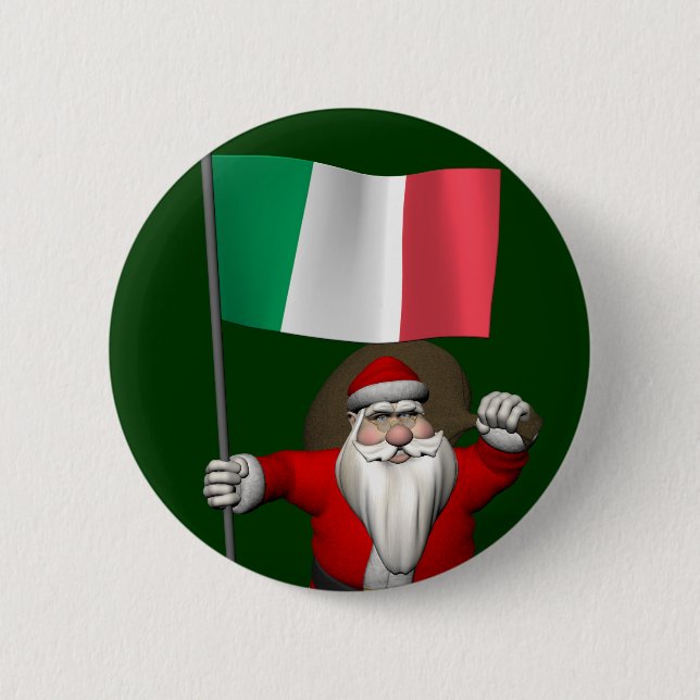Bóton Redondo 5.08cm Papai Noel, Alferes Da Itália (Frente)