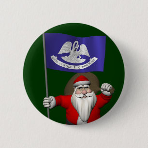 Bóton Redondo 5.08cm Papai Noel Com Alferes Da Louisiana