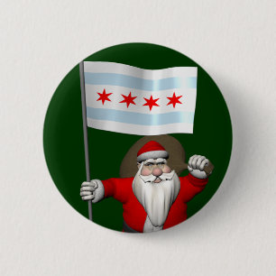 Bóton Redondo 5.08cm Papai Noel Com Alferes De Chicago