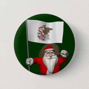 Bóton Redondo 5.08cm Papai Noel Com Alferes De Illinois