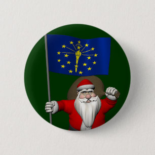 Bóton Redondo 5.08cm Papai Noel Com Alferes De Indiana